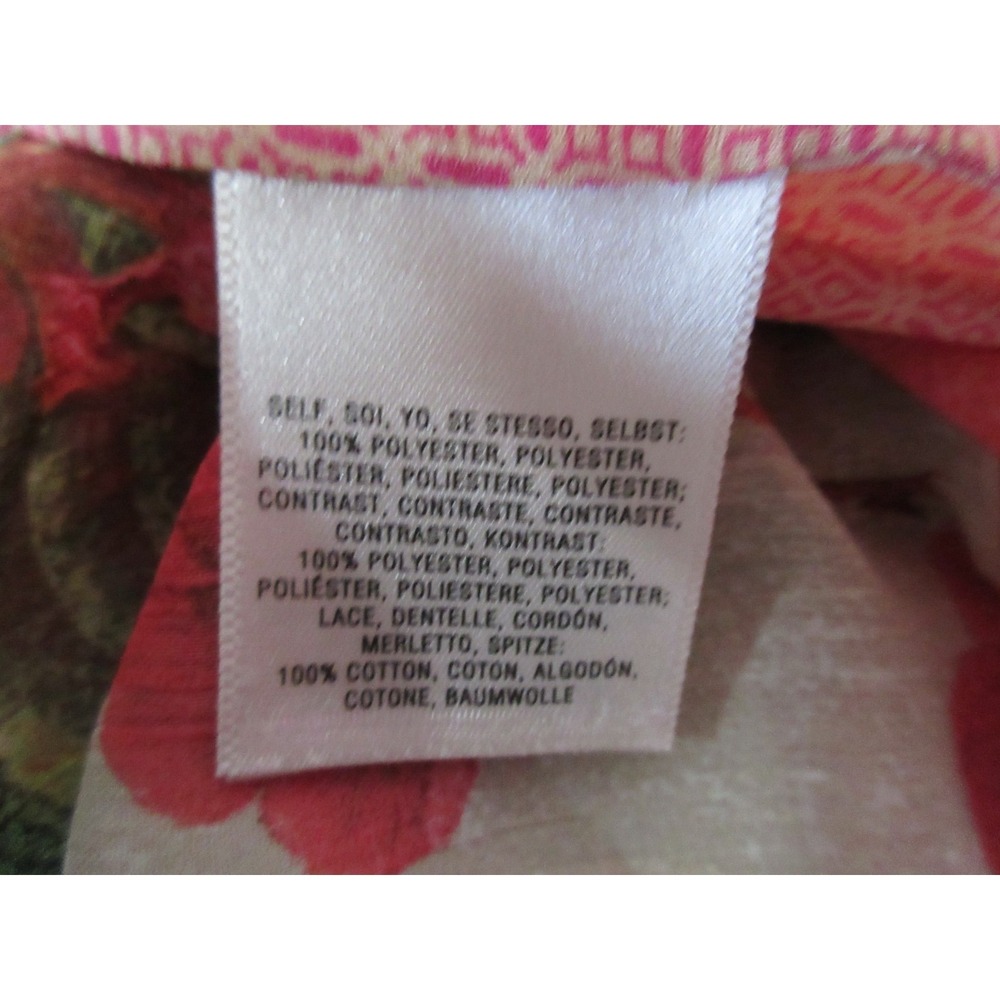 Meadow Rue Anthropologie Key-Hole Peasant Blouse Beige w/Multicolor Floral Sz S - Picture 6 of 7